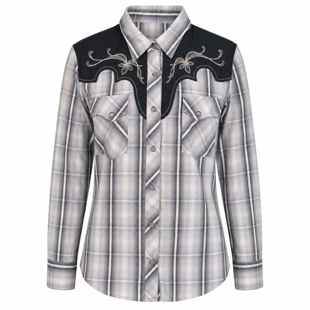 Panhandle Slim Shirt Womens L Brooks & Dunn Western Pearl Snap L/S Embroidered